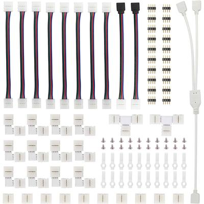 Kit de connecteurs de bande LED 5050 RGB, 95 pièces, avec cavaliers de bande en forme de T et de L, accessoire de bande LED