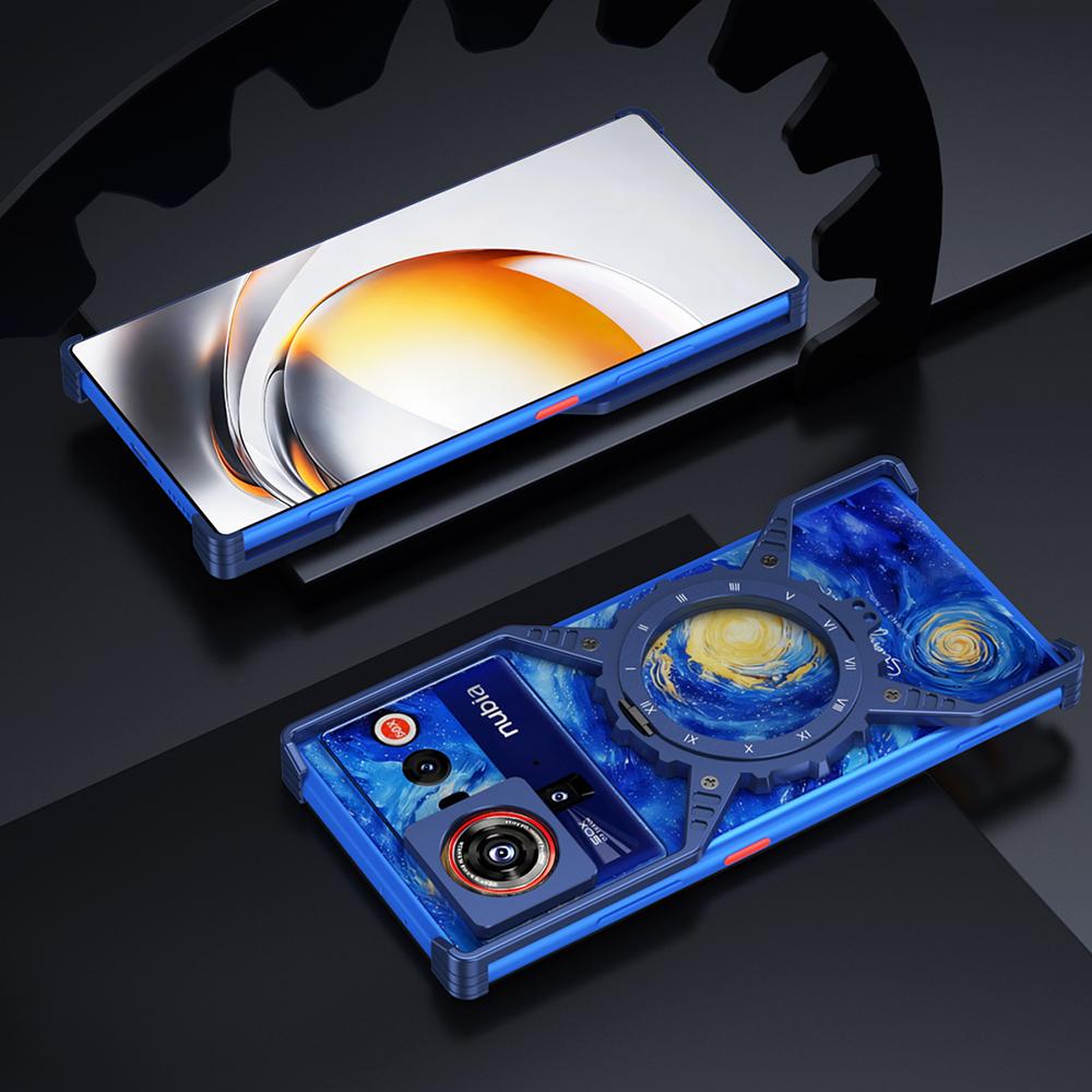 Για θήκη ZTE nubia Z80 Ultra 5G Φωτεινή Μαγνητική Βάση Στήριξης Κράμα Αλουμινίου + PC Προφυλακτήρας Κάλυμμα Τηλεφώνου Απαγωγή Θερμότητας