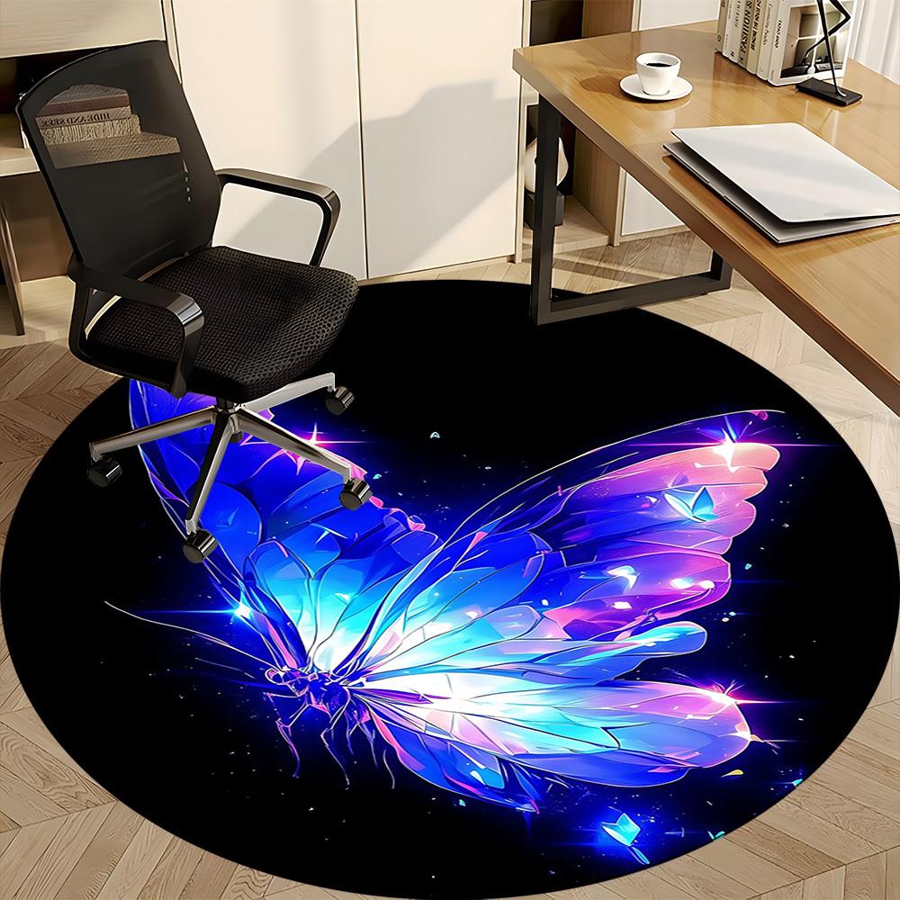 1pc Butterfly Wings Office Round Area Rug, Indoor Mat Suitable ForOffice, Under Office Chairs Bedroom Living Room Home Decor, Room Deco T104