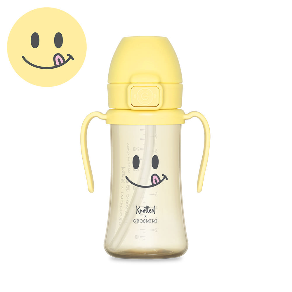 Grosmimi x Knotted PPSU No-Spill Straw Cup (300ml) - Smile Edition