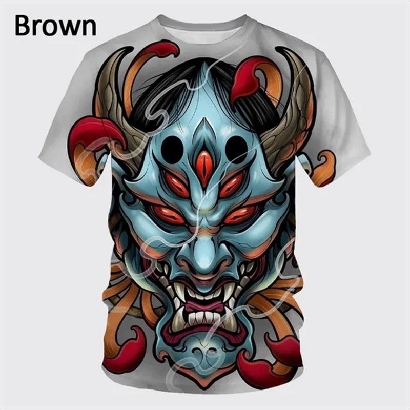 Japanische Geist Prajna Grafik T-Shirts für Herren 3D-Druck Rundhals Lässige Kurzarm-T-Shirts Personalisierte Herren-T-Shirts