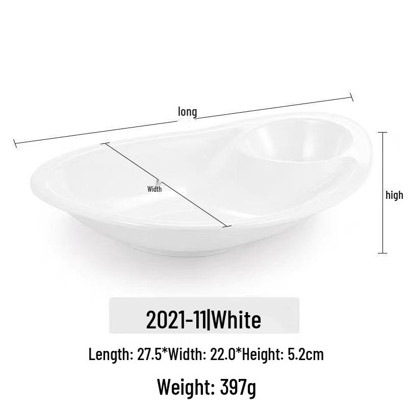 Melamine Divided Plate with Vinegar Dish for Dumplings, Shrimp, Cold Dishes, Snacks.