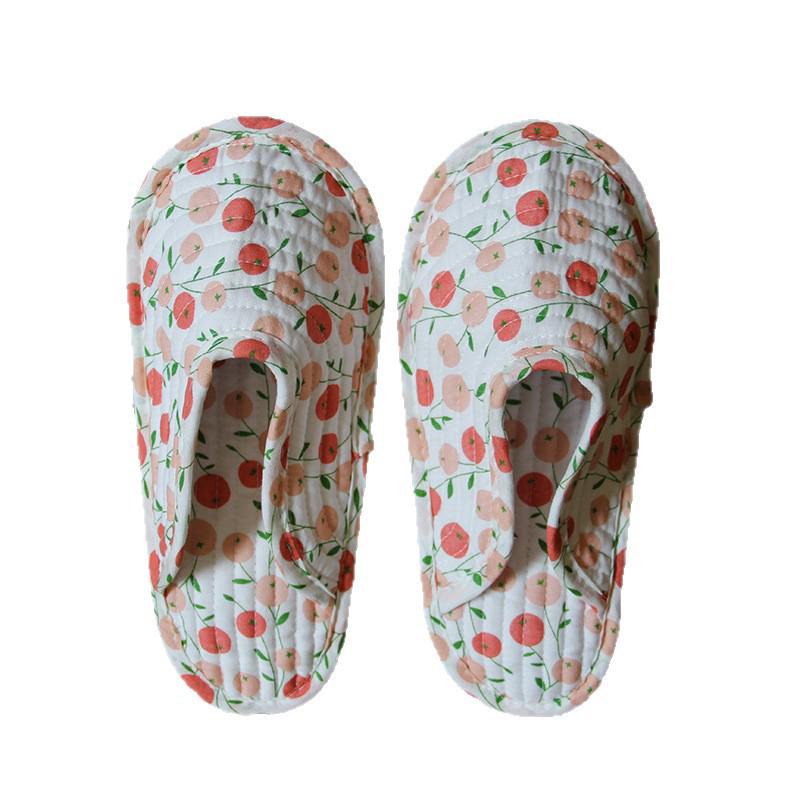 Women's Cotton Foldable Indoor Slippers - Cloth Bottom, Closed Toe, Quiet & Artful Design for All Seasons