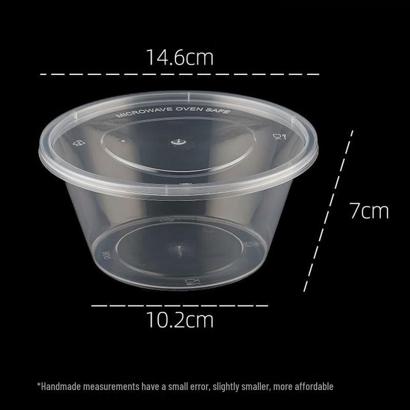 Shixun 800ml Disposable Round Plastic Food Containers (50 Sets)