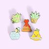 Creative Cartoon Style Pear Volcano Aloe Vera Design Alloy Brooch For Unique Fashion Accessories