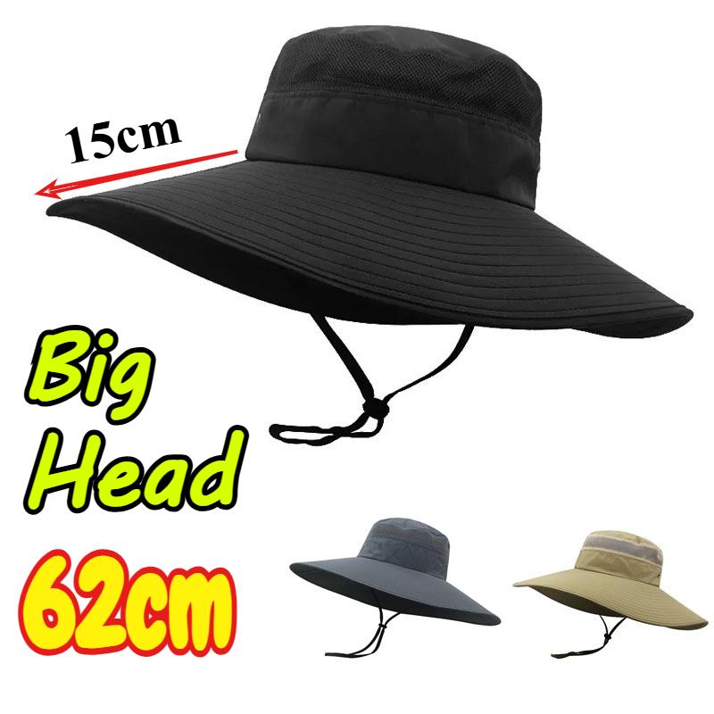 Big Head Dry Quick Bucket Hats Men Big Brim Summer Outdoor Fishing Sun Hats Large Size Boonie Hat Sun Protection Fisherman Hat