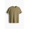H M Regular FiT Waffle TexTure T sHirT kHaki Green