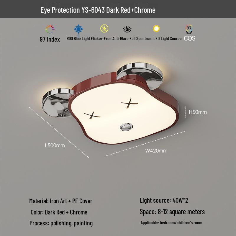 

Children s Room Cartoon Bear Ceiling Light - Eye Protection Cream Style (2025 Model) Full Spectrum Three-Color Dimming