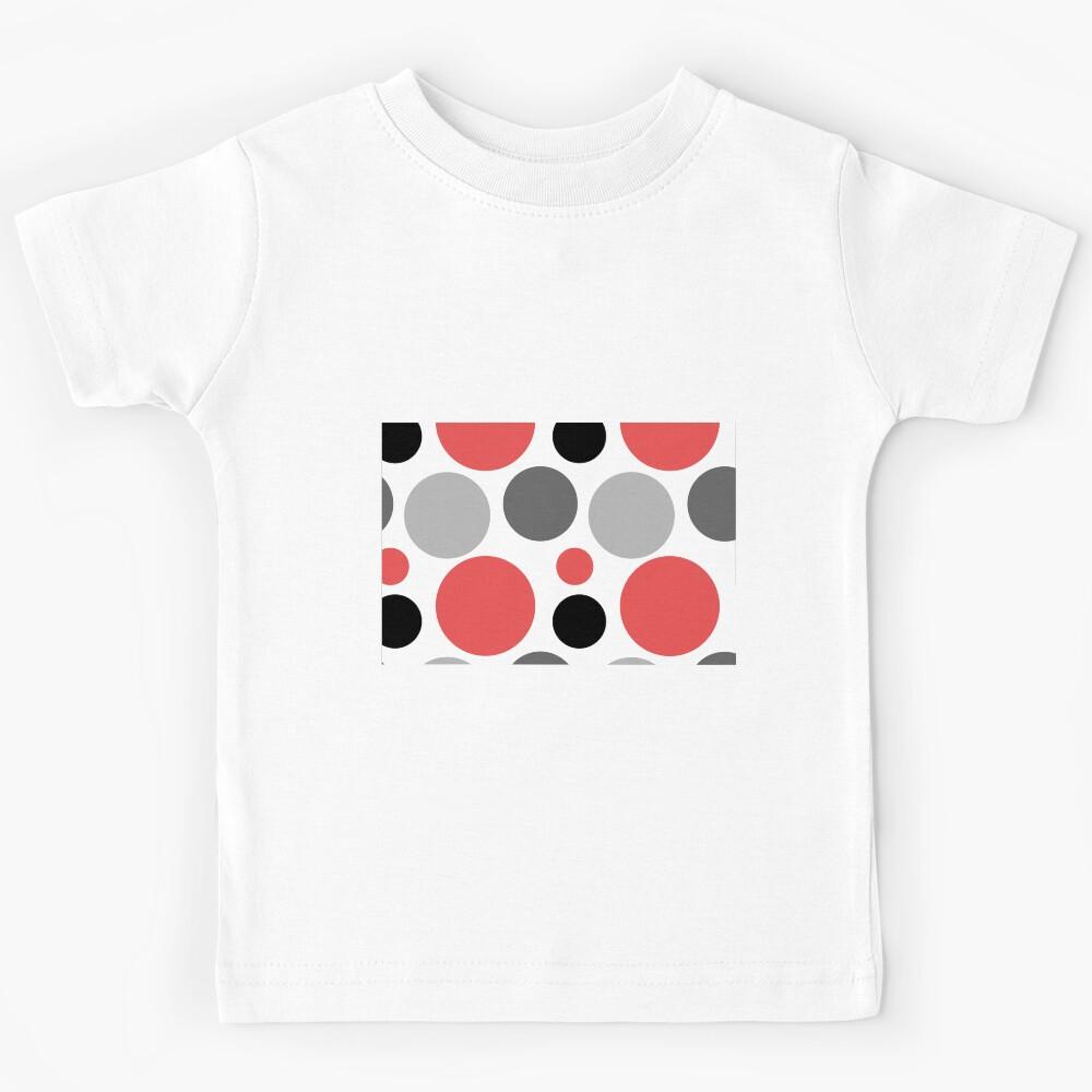 Red Gray Black and White Small and Large Polka Dot Pattern Kids T-Shirt 140