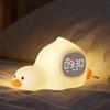 Lying Duck Alarm Clock for Kids Cute Night Light Sleep Training Light Alarm Clock Rechargeable Silicone for Safety Boys Girls Bedroom Gentle Light