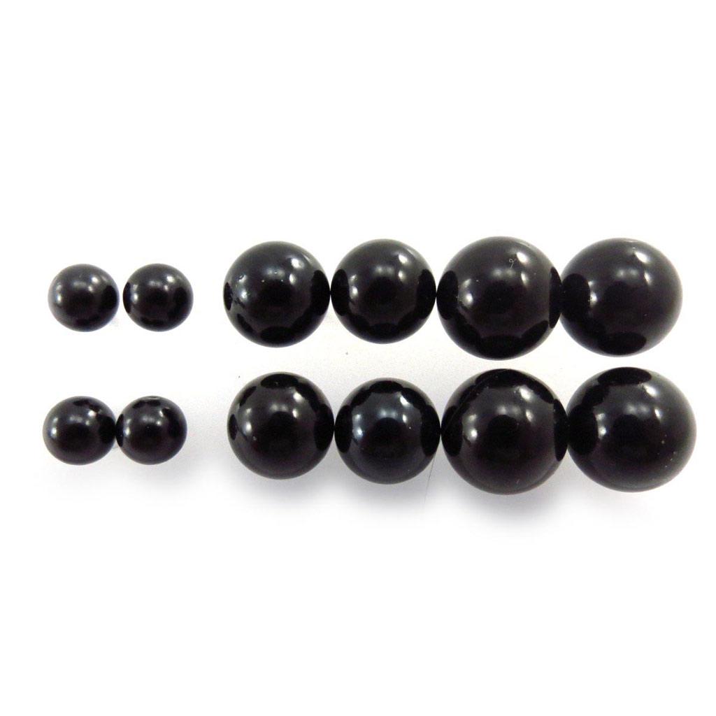 Les Trésors De Lily [J6233] - 6 Pairs of Black 'Perla' Earrings