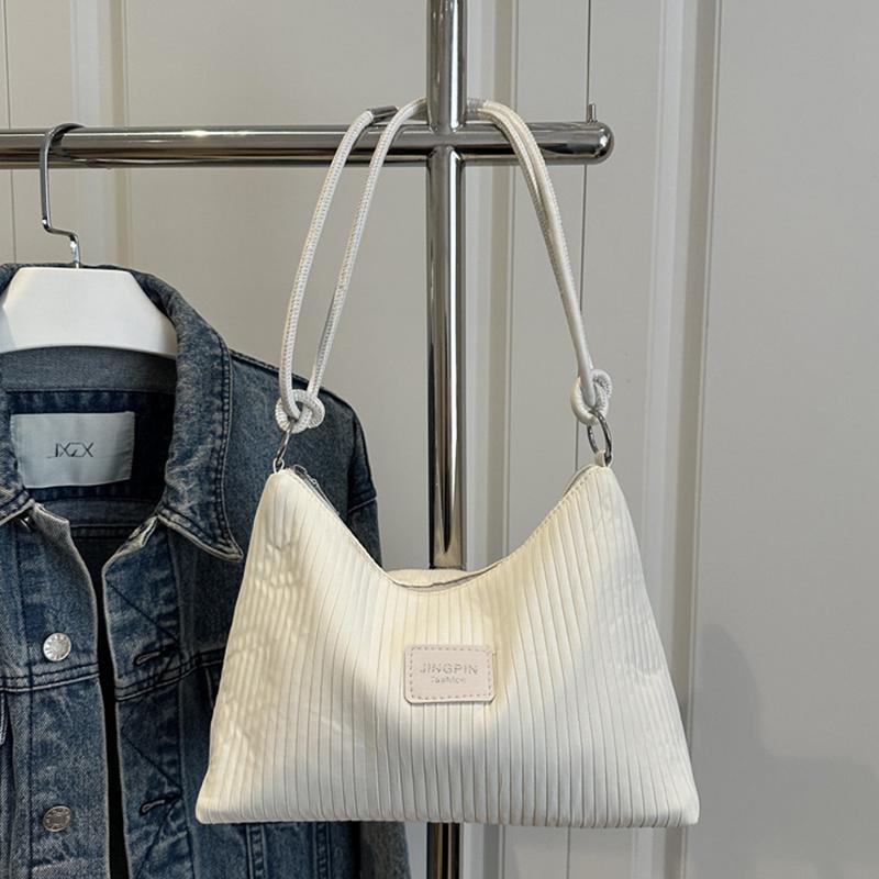 Large Capacity PU Leather Women Shoulder Bag Fashion Lightweight Striped Pattern Stylish Solid Color Crossbody Bag KTB