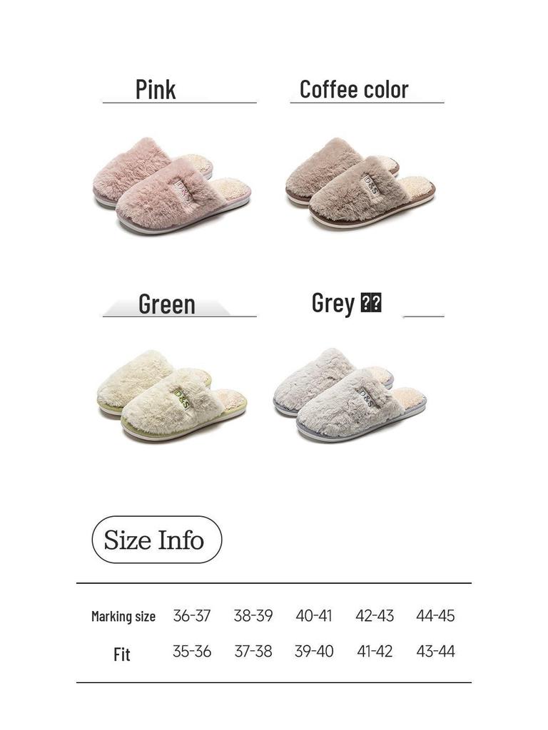 2026 Women's & Men's Non-Slip Warm Plush Closed-Toe Cotton Slippers for Autumn/Winter Indoor Use