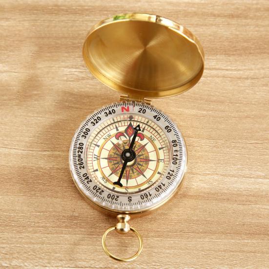 Vintage Copper Flip Outdoor Navigation Luminous Travel Camping Pocket Compass