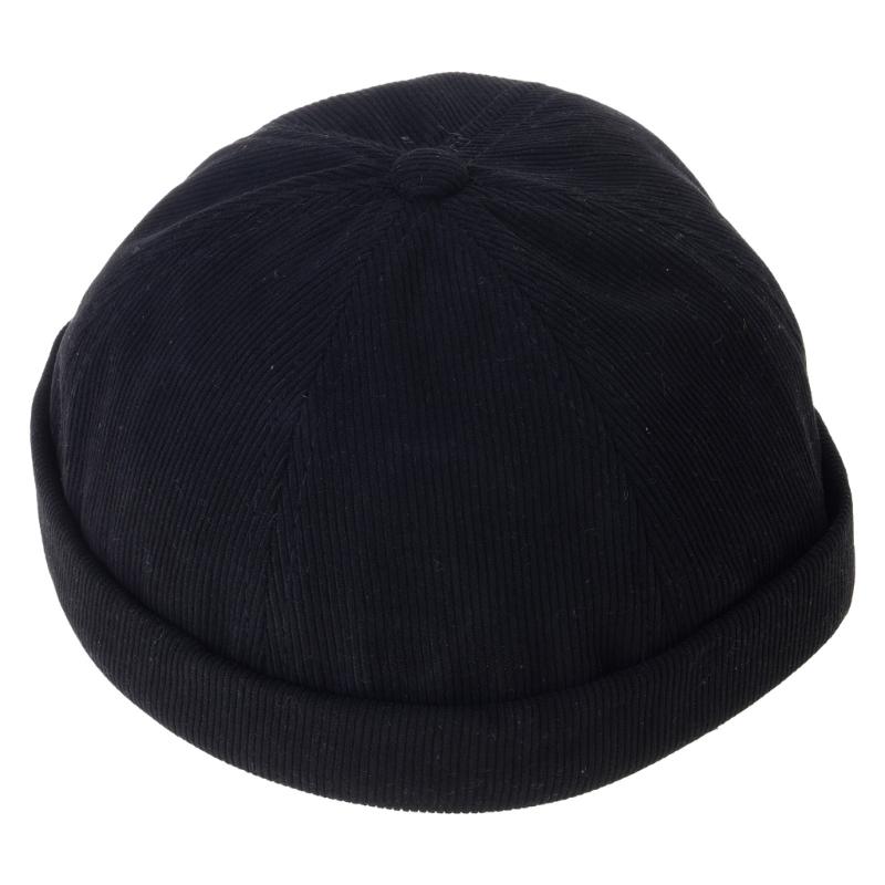

Retro Brimless Hat Corduroy Docker Cap for w/Adjustable Worker Hat Beanie Sailor чорний