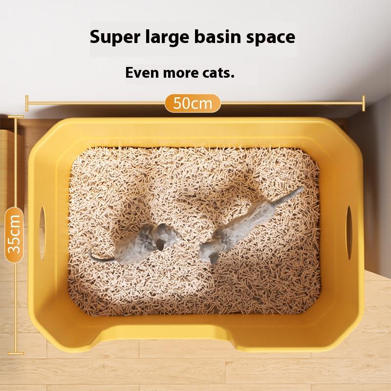 Katzentoilette - Metall Hochwandige Katzenschale,Große Edelstahlbox,Indoor Katzenstreuschale,Antihaftbeschichtet,Geruchsneutral,Haustiertoilette