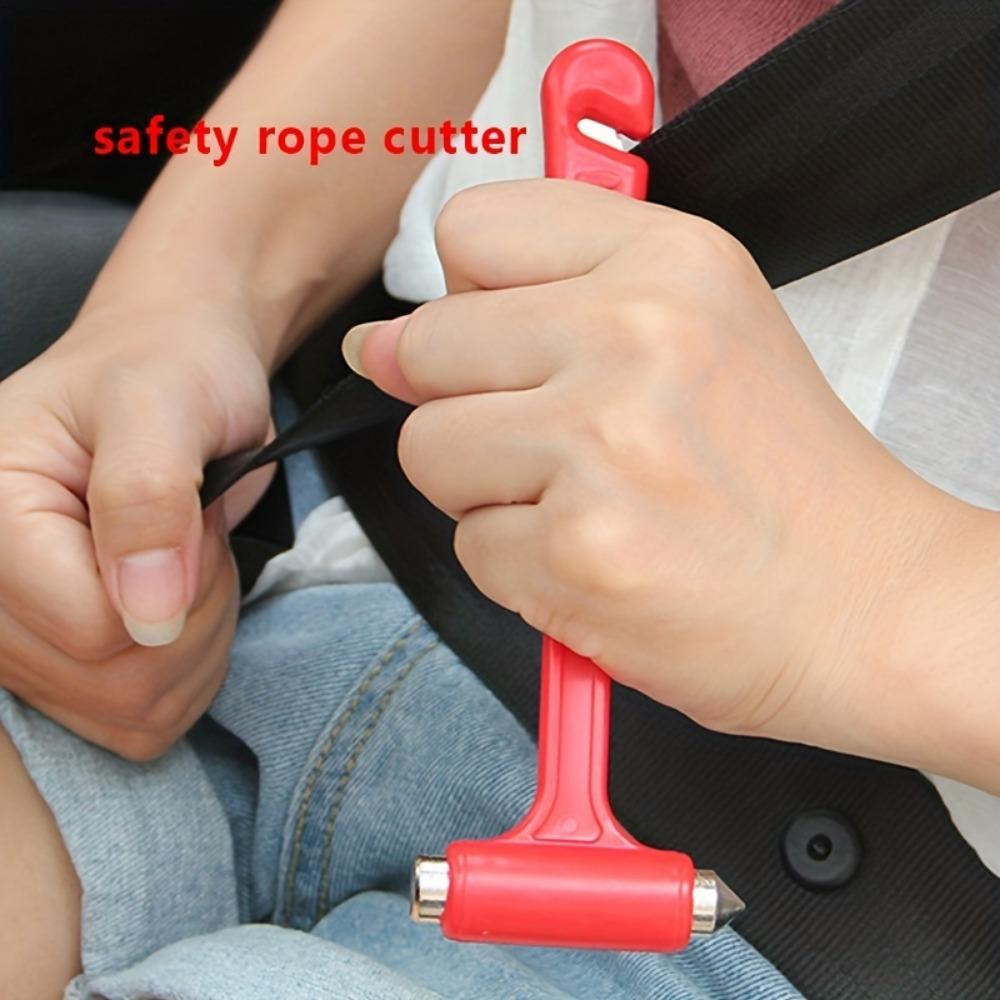 2-in-1 Emergency Car Safety Hammer - ABS Seatbelt Cutter & Window Breaker, Firefighter Approved, No Assembly Required, Durable Red