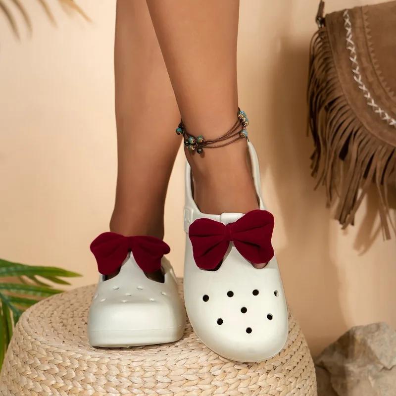 fashion 2024 New Women's Shoes Butterfly-knot Women's Slippers Fashion Closed Toe Beach Slippers Women Summer Light Flat Slippers