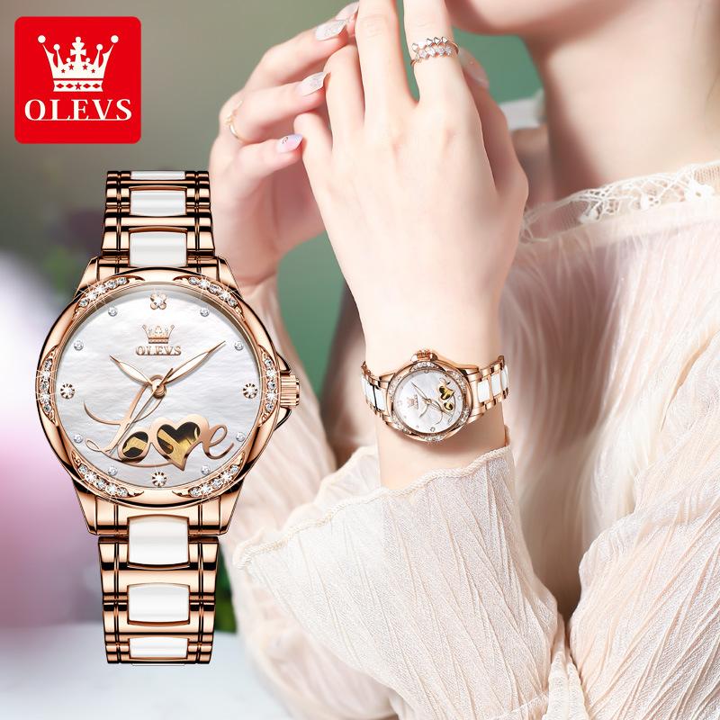 

Брендовые часы OLEVS Love Hollow Design, популярные водонепроницаемые светящиеся женские часы, женские часы