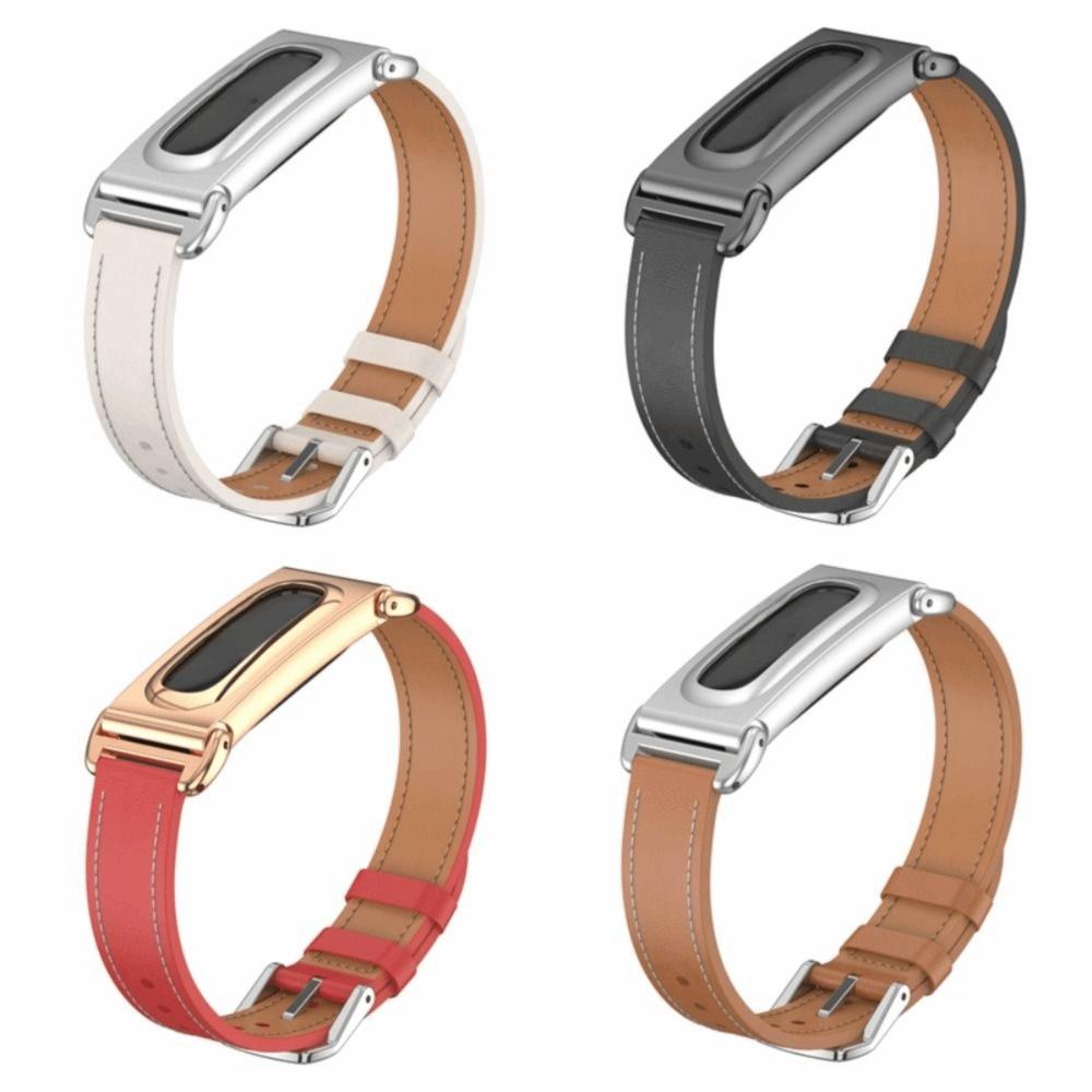 Leather Fitness Tracker Strap Metal Case Replacement Wristband for Google Fitbit Air for Men Women