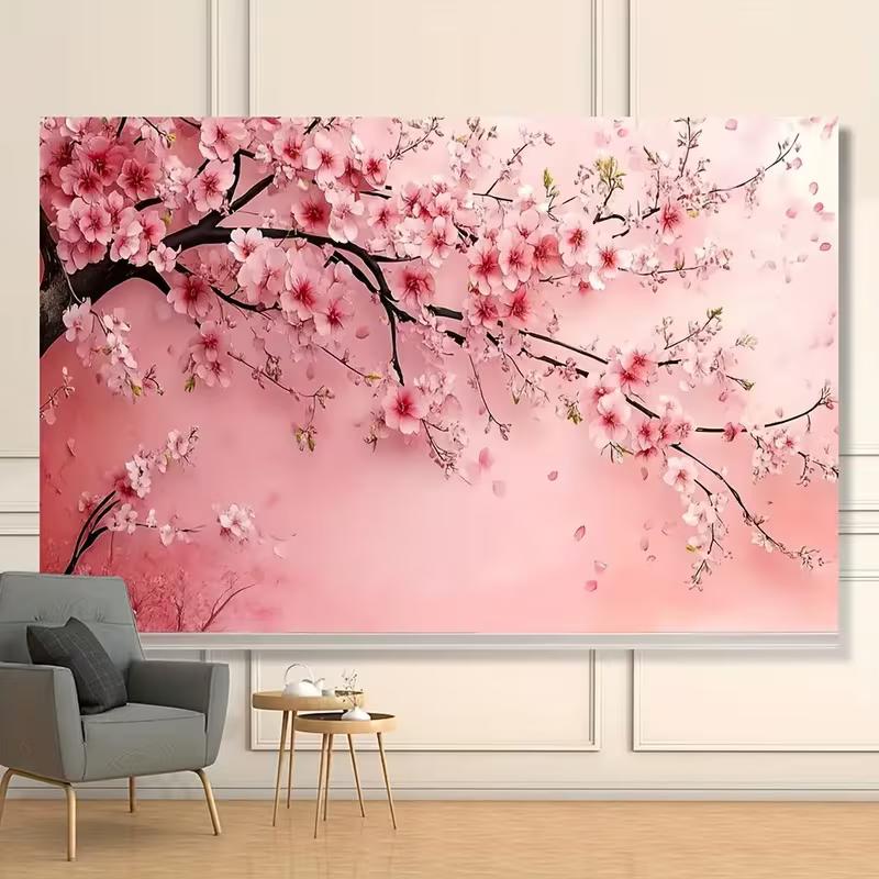 2D Spring Cherry Blossom Backdrop Soft Pink Floral Themed Party Background