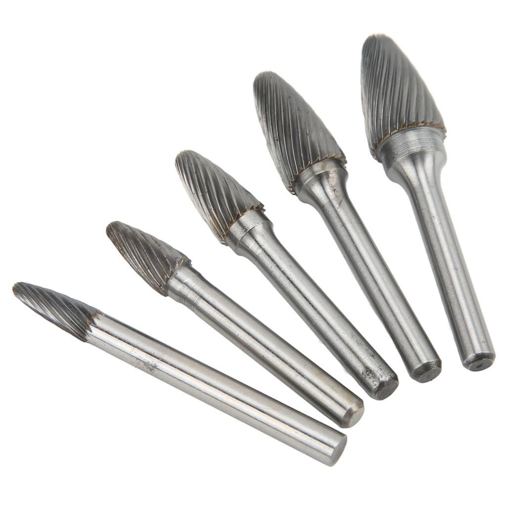 5 Stück Hartmetallfräser Einfachverzahnt Rotationsfeile mit 6mm 0.24in Schaft zum Gravieren Polieren Bohren