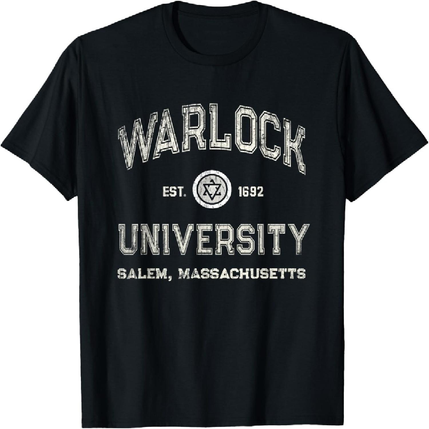 

Funny WARLOCK UNIVERSITY Salem Wizard Graduated Witches Crew T-Shirt XXXXXL чорний