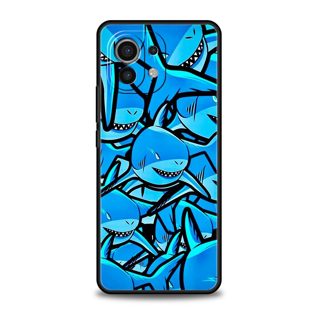 Seaside Sharks Pattern Phone Case Cover for Xiaomi Mi 17 15 14 13 12 11 Ultra 15T 14T 13T 12T 11T Pro Lite 5G Soft TPU Shell Bag