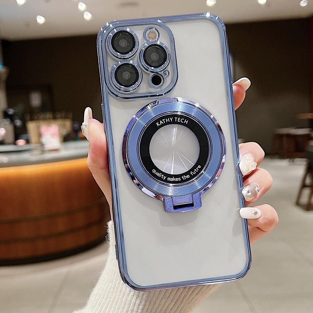 Electroplated Magnetic Stand Phone Cases Suitable for iPhone 15 Pro Max 14 Shockproof 14, Lens Protector 13 Shockproof 12 Electroplated 11