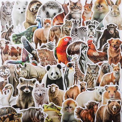 Animal World Photo Sticker Set - 50 Sheets for Kids DIY Notebook Decoration
