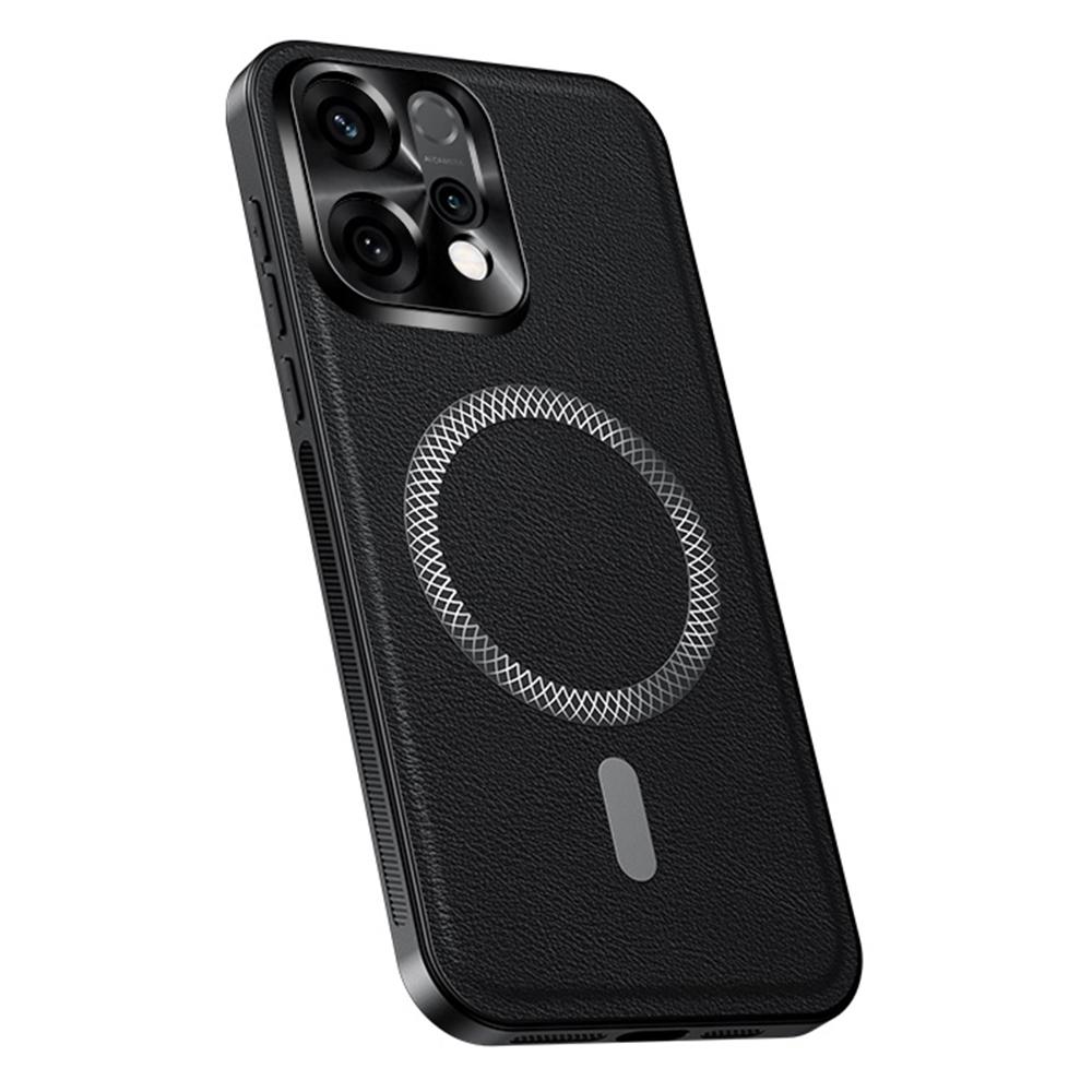 For Oppo Reno14 5G (Global) Deksel Kompatibelt med MagSafe PU TPU PC Telefon Bakdeksel med Metall Linseramme