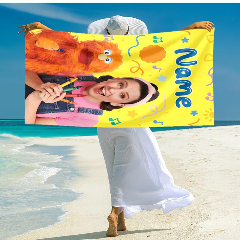 Personalized Customized Proof Beach Towel with Ms. Rachel Pattern - Soft, Absorbent,quick-drying,perfect Swimming,camping&bathing