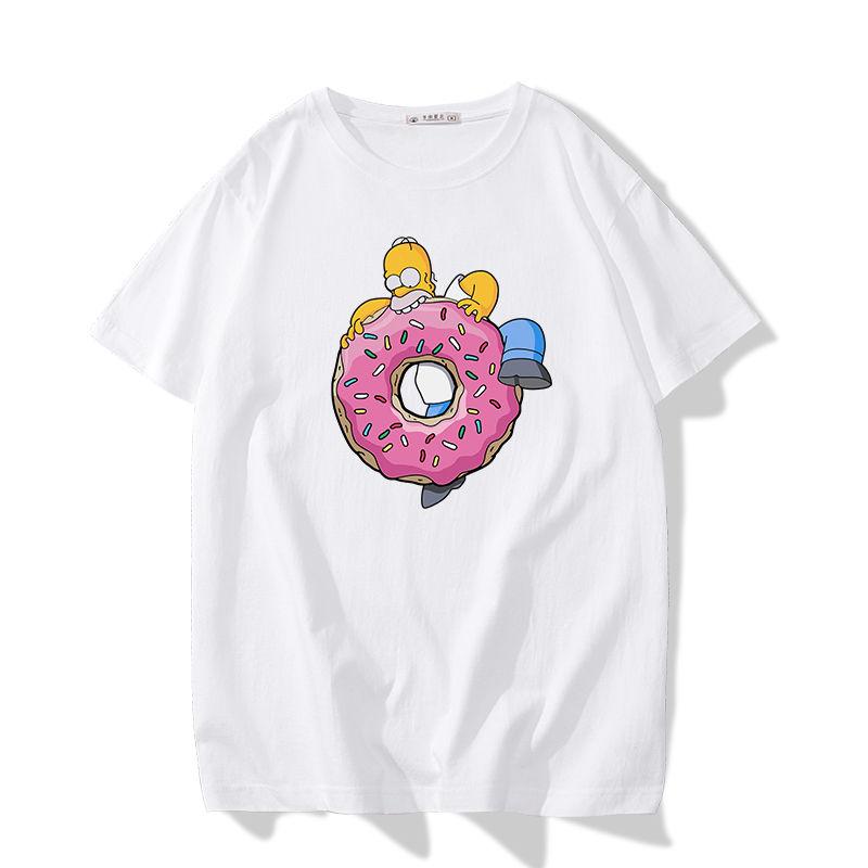 Simpsons Fun Printed Tshirt Unisexs Fashion Trend Top Unisexs and Womens Four Seasons Cotton Round Neck Short Sleeve