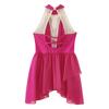 Vestito da ballo lirico con schiena scoperta, pannelli in rete trasparente, collo alto e orlo irregolare, per bambine