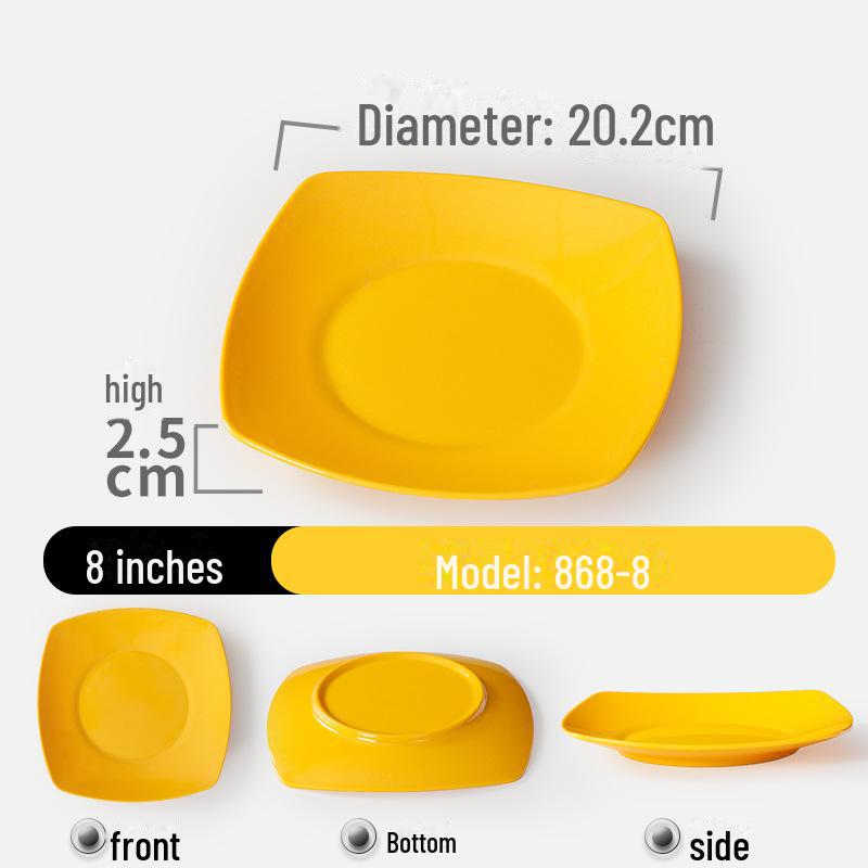 Shatter-Resistant Melamine Square Plate - Durable Imitation Porcelain for Restaurants and Hotels.