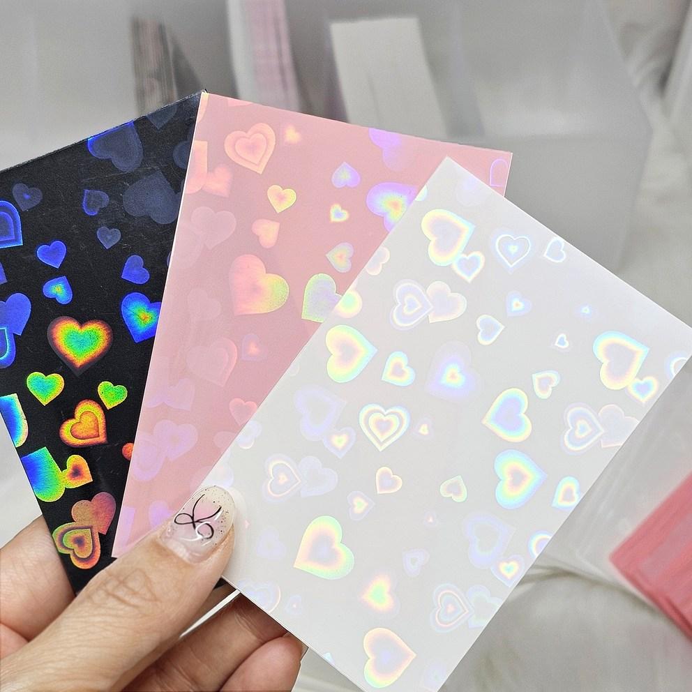 Lifeall Pokasleeve Top Loader Poka Heart Hologram Card Sleeves, White + Black, 100 Sheets