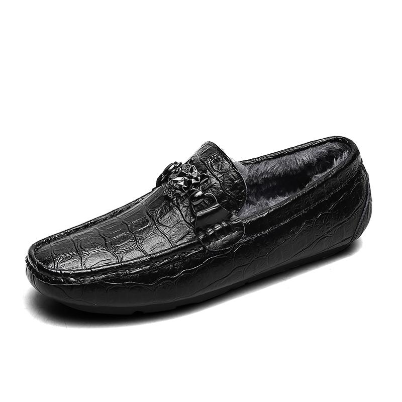 Winter Italian Men Shoes Casual Luxury Brand Men Loafers Leather Fur Driving Moccasins Light Breathable Slip On Flats Boat Shoes