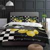 Vintage Farm Fruit Lemon Plaid Black Duvet Cover With Pillow Case Custom 3pcs Bedding Set Quilt Cover Double Bed Home Textile
