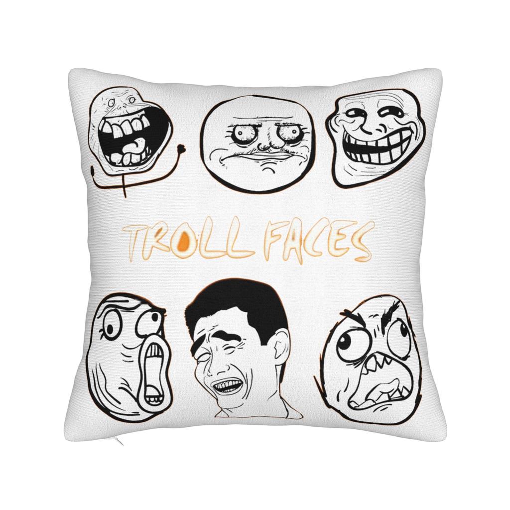 Trollface Meme Rage Comic Funny Troll Joke Internet Pillowcases Retro Trendy Pillow Case For Sofa Home Decoration Pillow Cover
