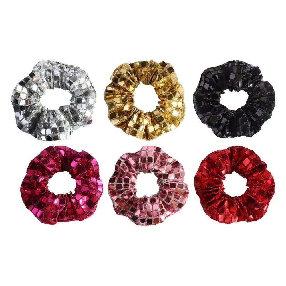 Set 6pz Elastici Super Lucidi Fasce per Capelli Intestino Crasso Disco Retro Accessori per Capelli