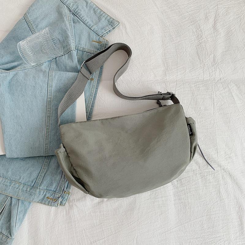 Casual Solid Color Small Bag Women's 2025 New Trendy Autumn Fashion Nylon Cloth Tote Bag Fashion Shoulder Messenger Bag