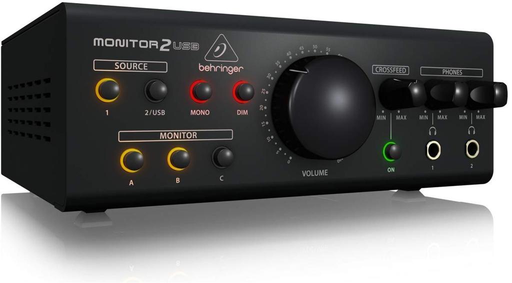 Behringer Monitor Controller USB Audio Interface, 2 Stereo Inputs, 3 Monitor Outputs, MONITOR2USB