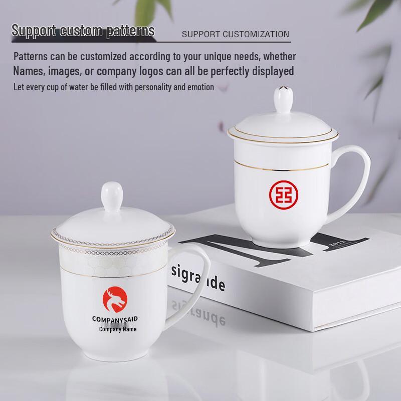 Tazza Bianca in Ceramica Yu Zhou con Coperchio