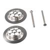 2 Set Bath-Plug Hole Spare With Screw Stainless Steel 70mm Lids Silver Parts New