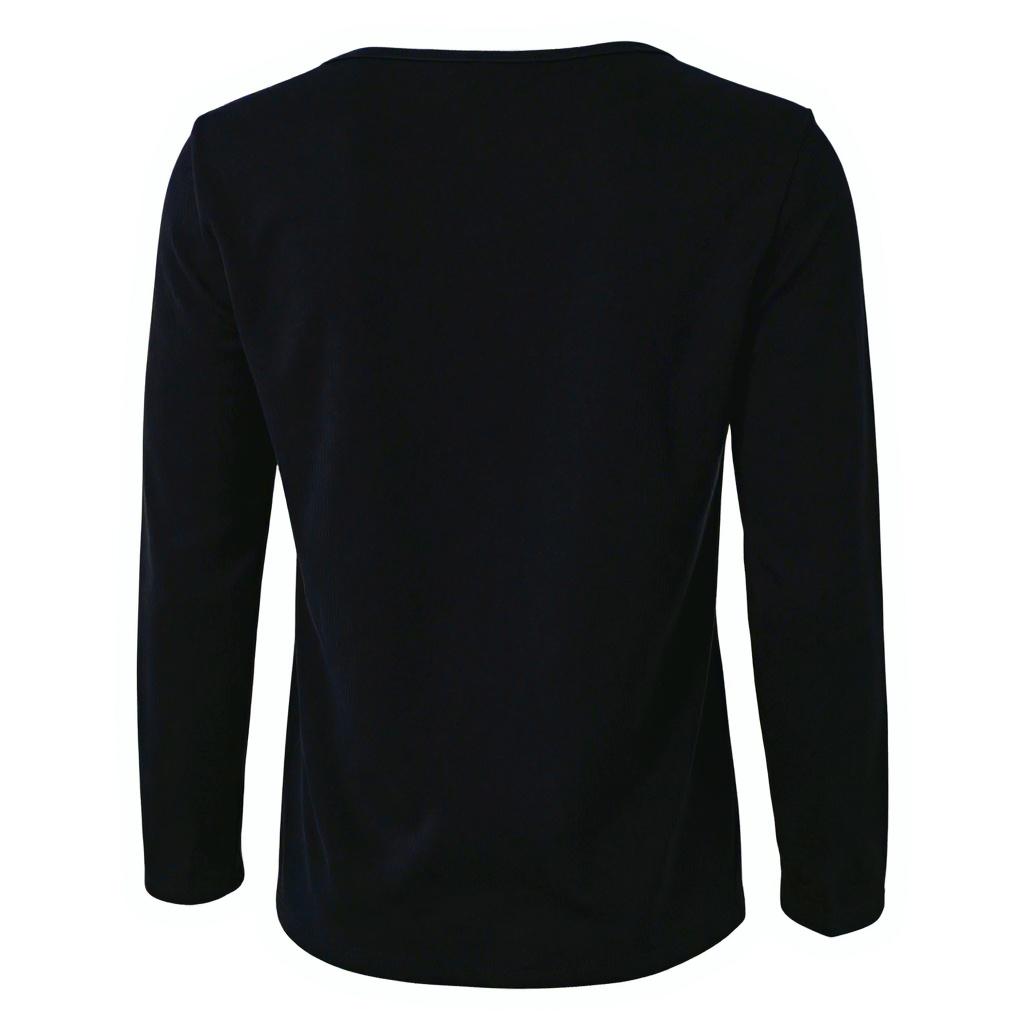 Damen Casual Mode U-Ausschnitt Knopf Einfarbig Langarm Oberteil