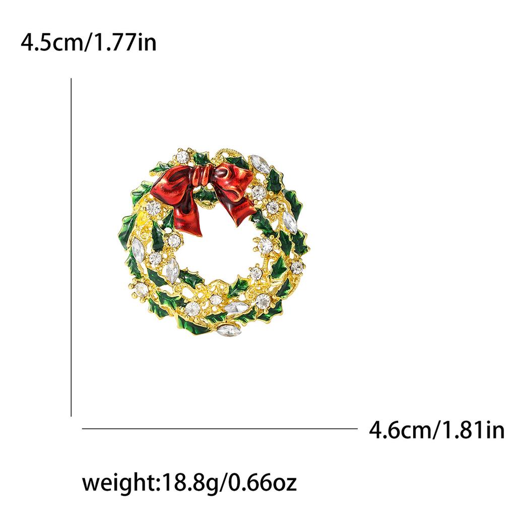 Vielseitige Weihnachtsbrosche, Hochwertige Legierung Öltropfen Diamant Schleife Kranz Korsage Kleidung Kragen Anstecknadel