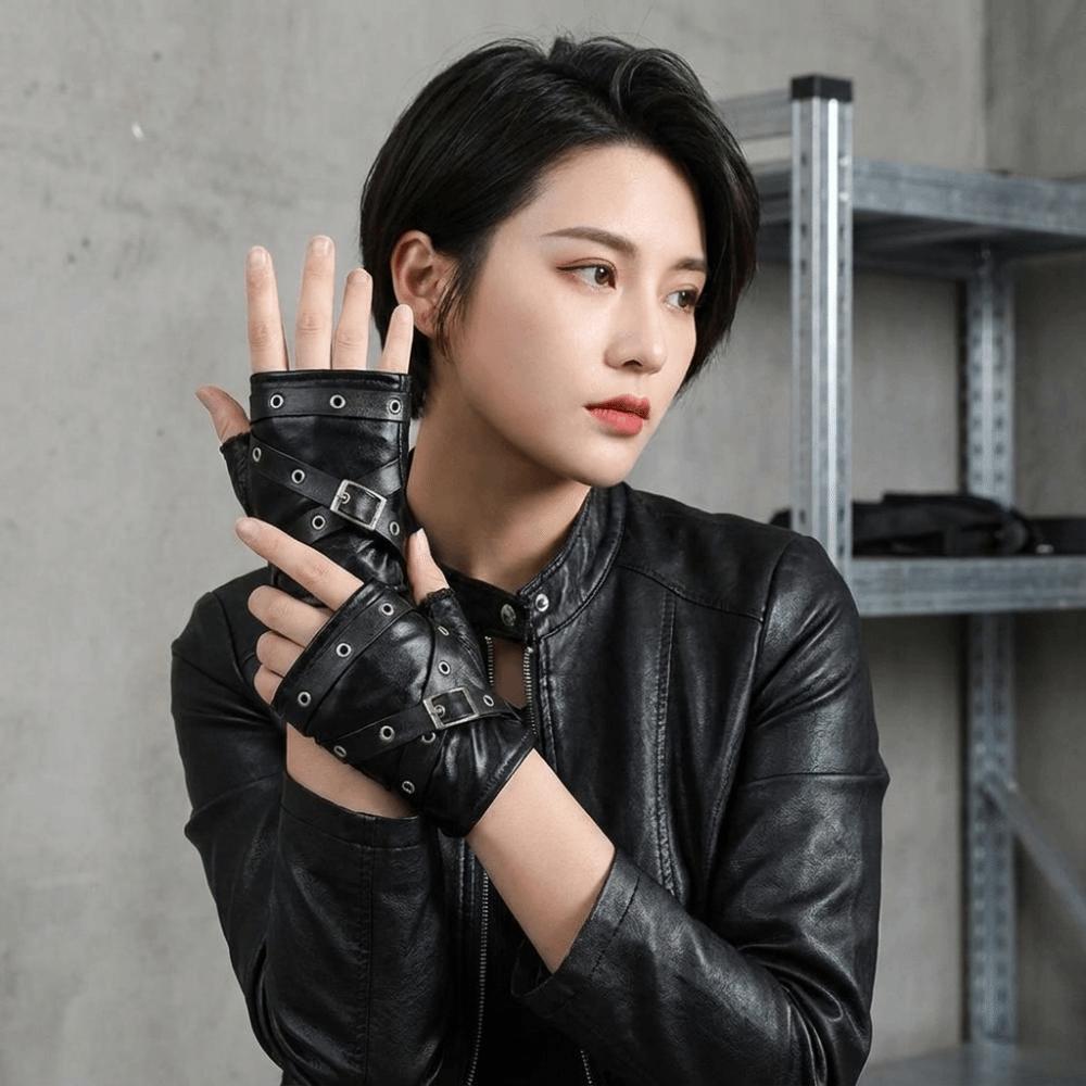 Y2K Half-finger Gloves Black Fingerless Mittens Fashion Arm Cover Outdoors