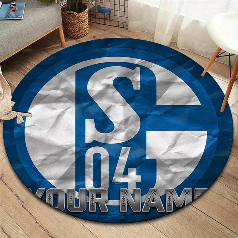 FC Schalke 04 Custom Name Round Area Rug,Carpet Rug for Living Room Bedroom Sofa Playroom Decor,Non-slip Floor Mat