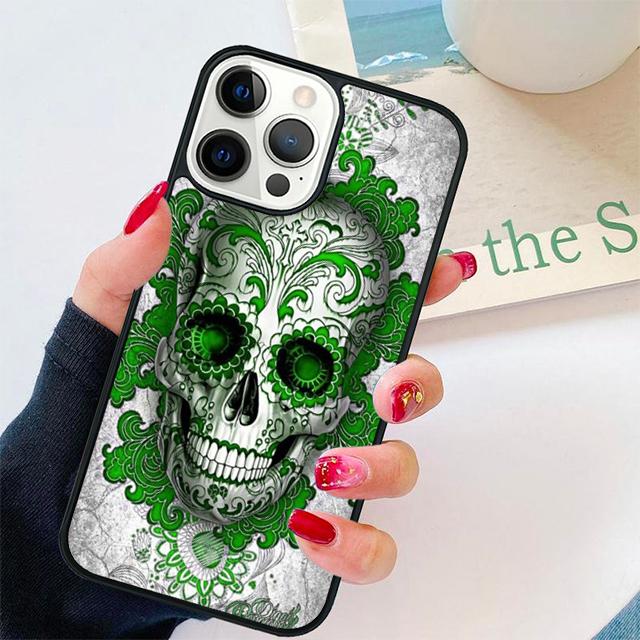 

calaveras floral sugar skull Coque Shell For iPhone 17 Air 15 16e 14 13 12 Pro Max 11 Pro Max Plus Phone Case Cover iPhone 16e