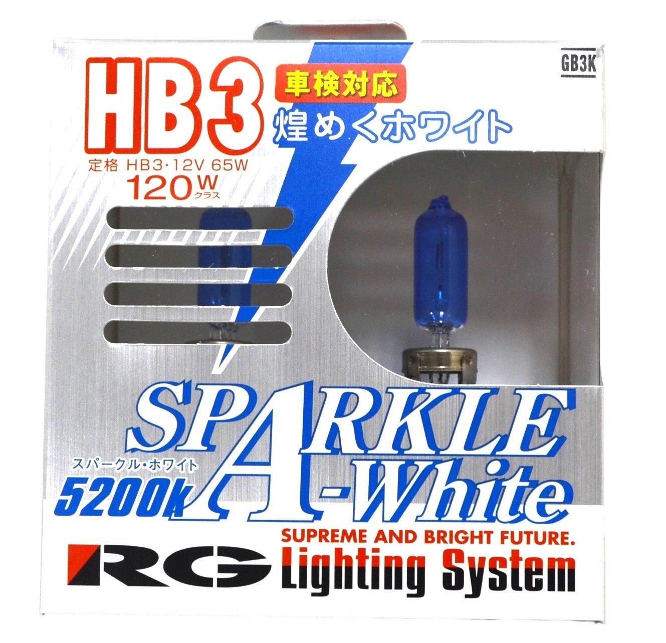 

Racing Gear Sparkle White 5200K Halogen Bulbs, HB3, 12V65W, Pack of 2, GB3K